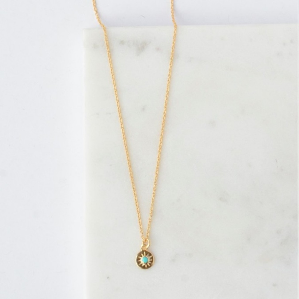 14K Gold Plated Turquoise Starburst Necklace